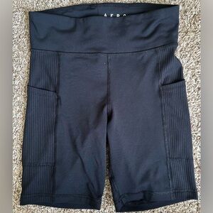 Aeropostale Black High Waisted Biker Shorts with Ribbed Side & Pockets